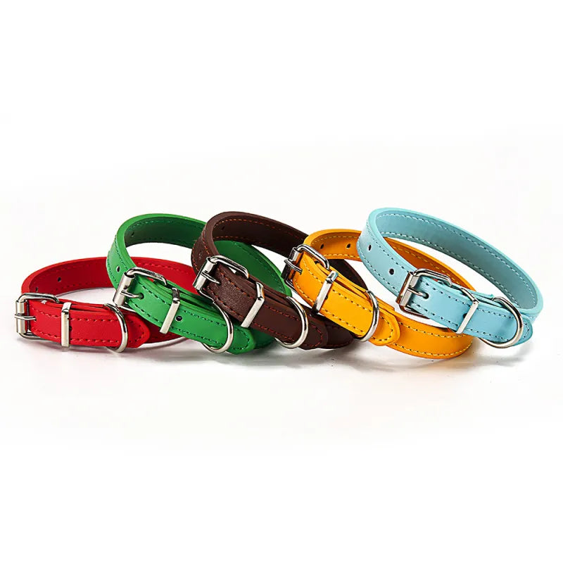 Colorful Leather Collar For Dogs - Adjustable And Durable