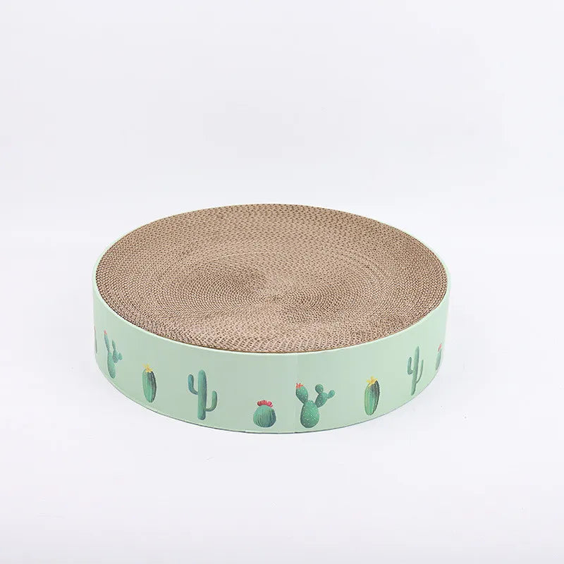 Cardboard Cat Bow With Cactus Design - Modern Style Scratching Board