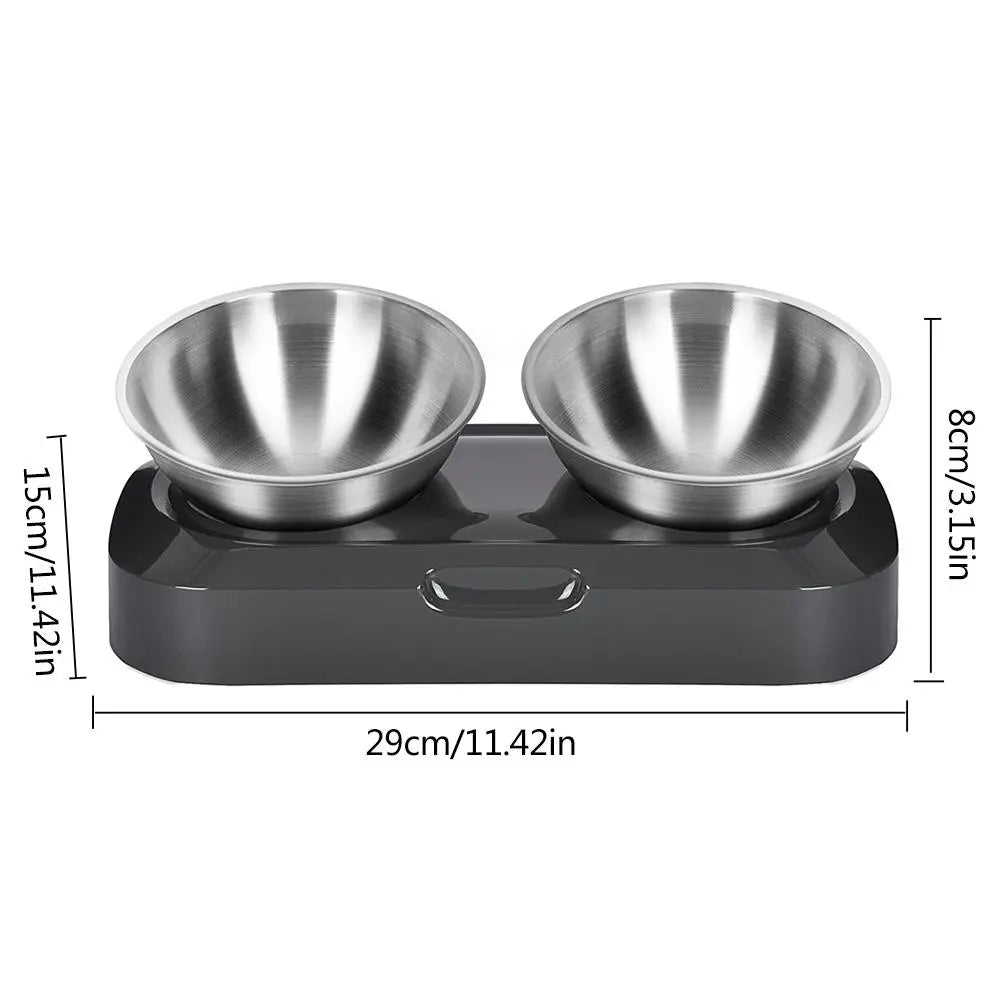 Double Bowl For Cats Made Of Stainless Steel With Stand