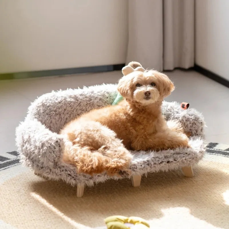 Cosy Pet Sofa for Dogs and Cats with Soft Plush Cover and Wooden Feet