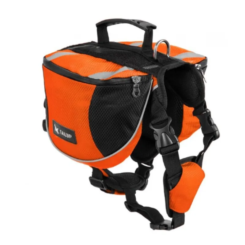 Dog Backpack For Outdoor Activities - Adjustable And Waterproof In Red And Gray