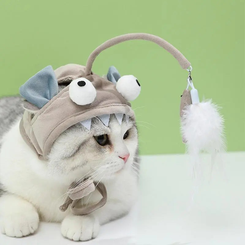 Cat Hat With Pendant - Funny Animal Costume For Cats With Toy