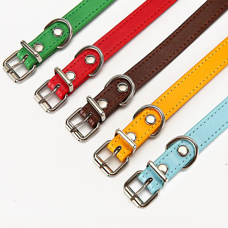 Colorful Leather Collar For Dogs - Adjustable And Durable
