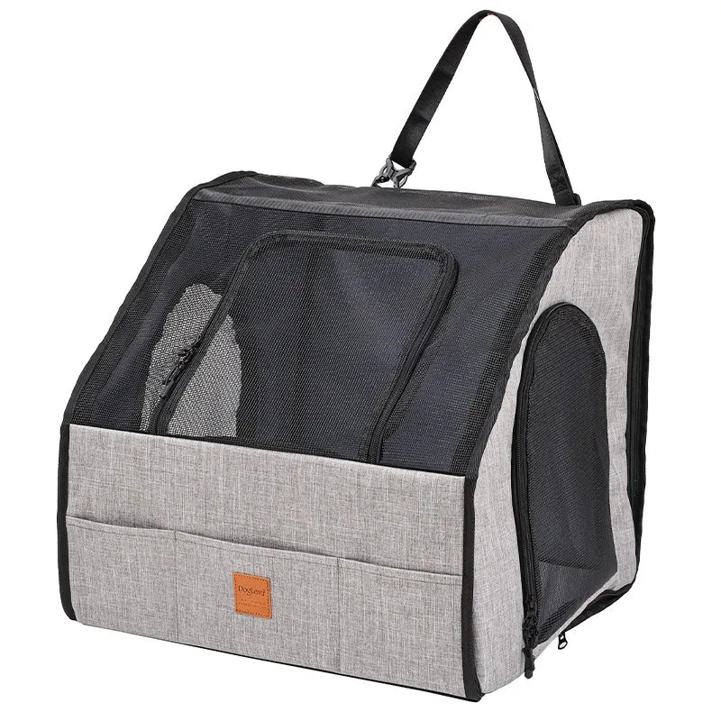 Safe Car Dog Seat - Foldable Transport Bag With Mesh Windows And Belt System
