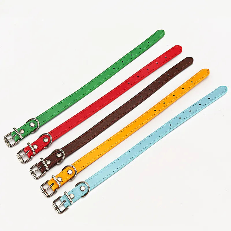 Colorful Leather Collar For Dogs - Adjustable And Durable