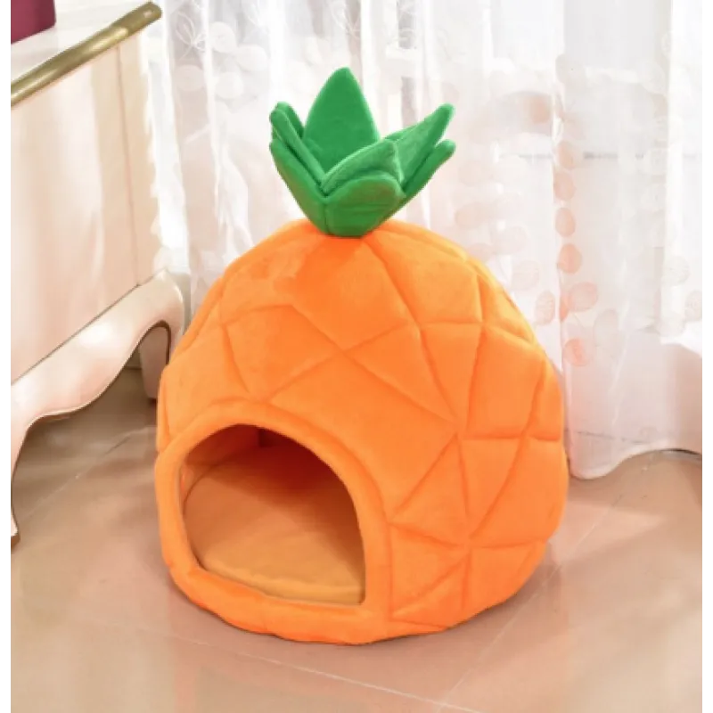Cat Cave In Pineapple Design - Cuddly Sleeping Cave For Cats And Small Dogs