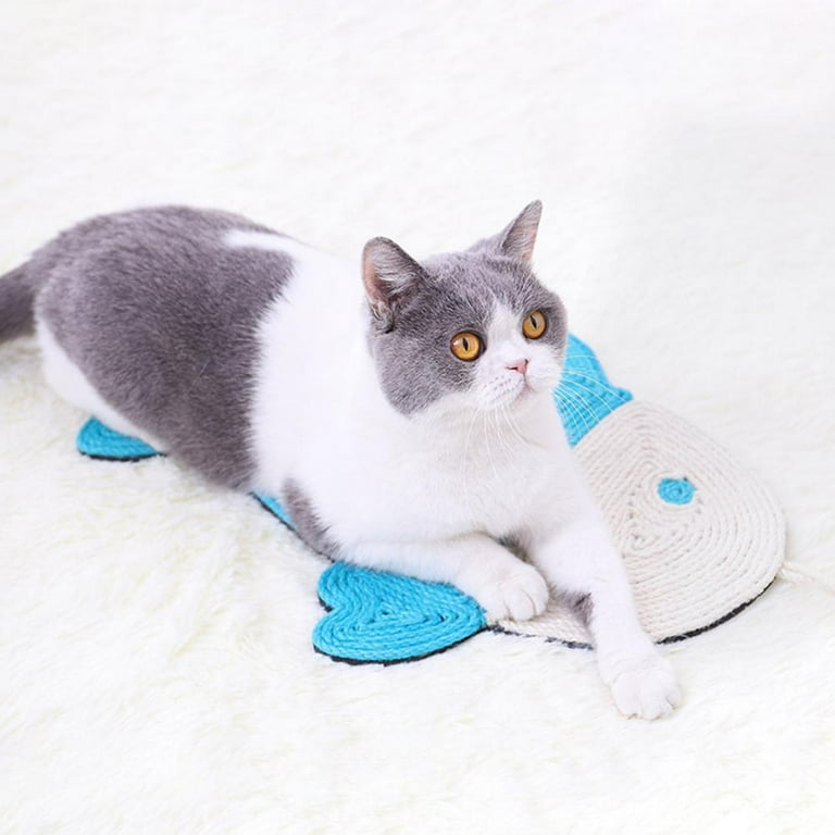 Cat Scratching Mat Cactus And Fish - Scratching Toy for Cats, Wall and Floor Scratching Mat Made of Sisal
