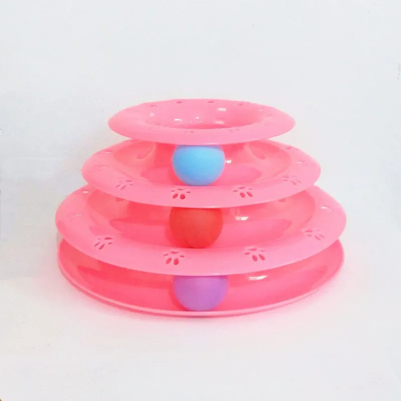 Interactive Cat Toy - 3 - Stage Play Pyramid with Colourful Balls