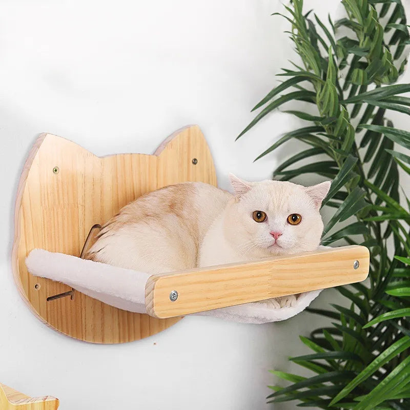 Wall Scratching Board For Cats Made Of Wood In Cat Head Design - Cosy Resting Place And Toy