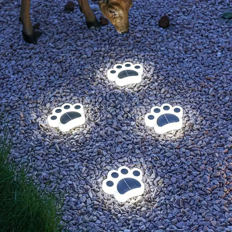 Wireless Solar Garden Lights in Paw Print Design