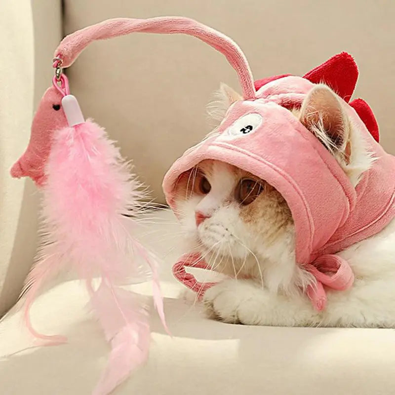 Cat Hat With Pendant - Funny Animal Costume For Cats With Toy