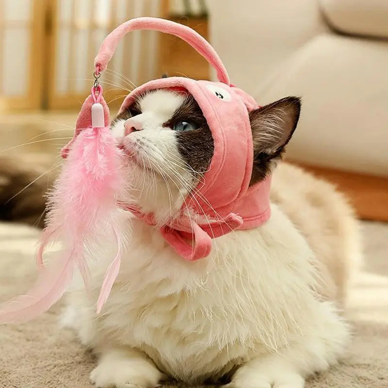 Cat Hat With Pendant - Funny Animal Costume For Cats With Toy