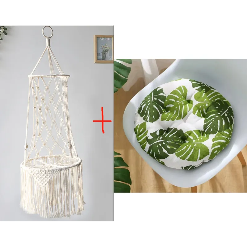 Macramé Cat Hanging Chair - Boho Hammock With Cosy Cushion For Cats