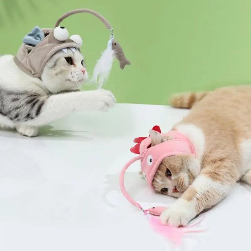 Cat Hat With Pendant - Funny Animal Costume For Cats With Toy