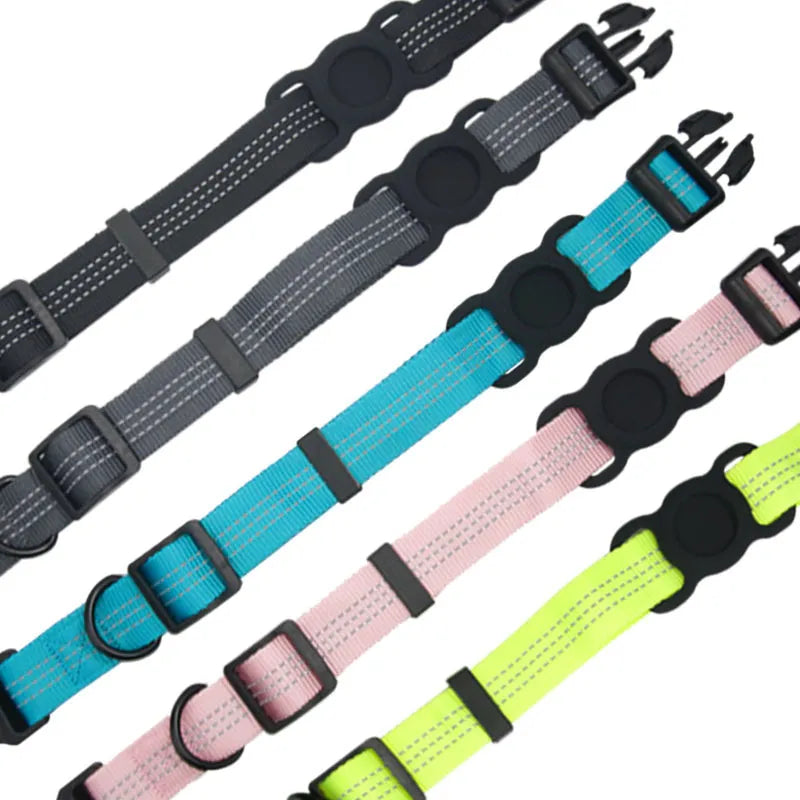 Adjustable Dog Collar With Reflective Stripes - Available In Different Colours