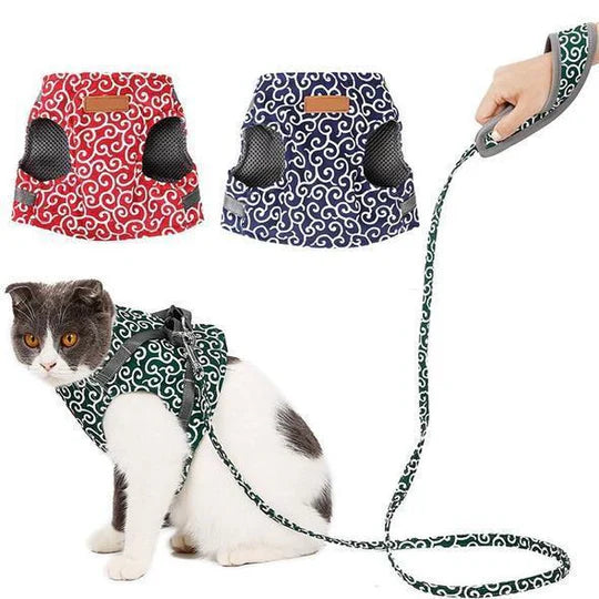 Breathable Cat Harness With Lead For Outdoor Walks