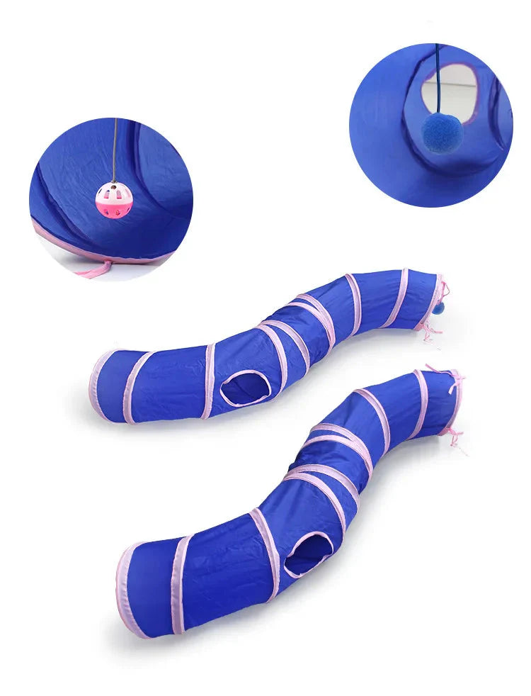Cat Toy Tunnel With Cat House - Interactive Play Cave For Pets