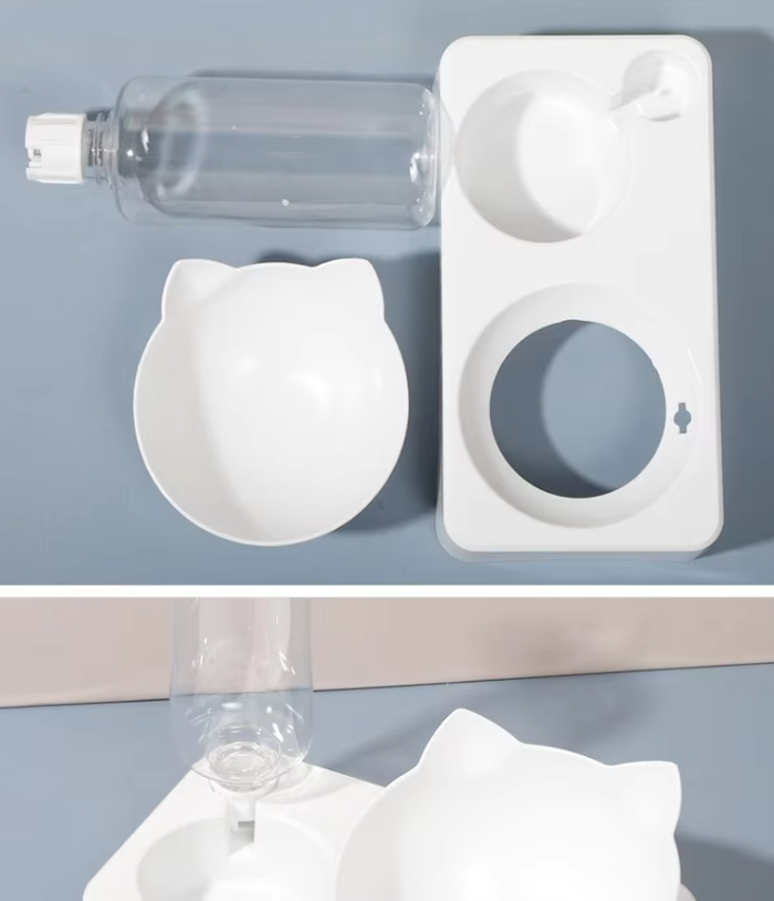 Cat Water And Food Dispenser Set