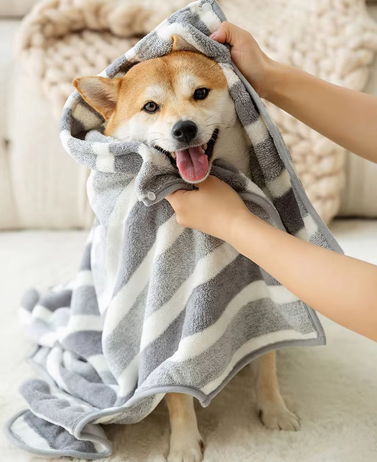 Dog Bathrobe Made Of Microfibre - Super Absorbent Soft For Quick Drying After Bathing
