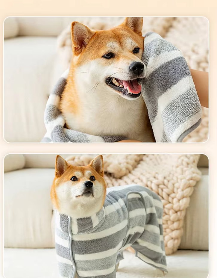 Dog Bathrobe Made Of Microfibre - Super Absorbent Soft For Quick Drying After Bathing