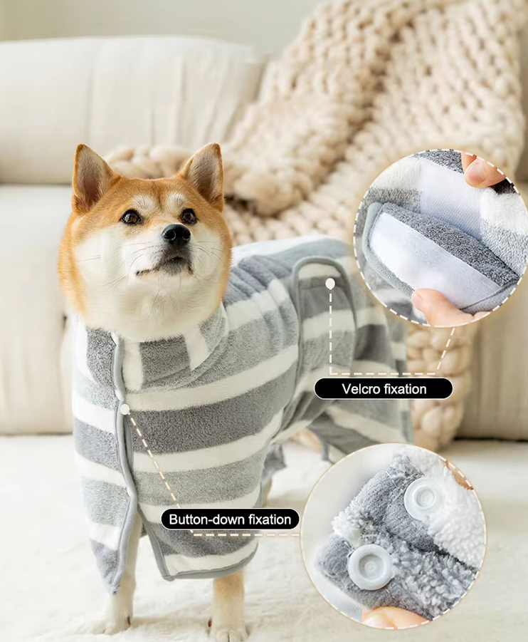 Dog Bathrobe Made Of Microfibre - Super Absorbent Soft For Quick Drying After Bathing