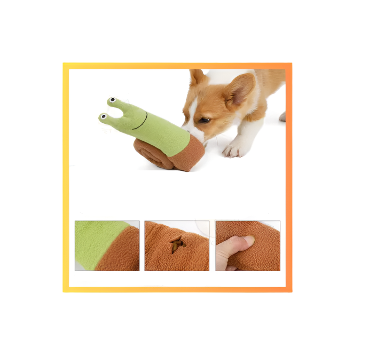 Plush Dog Toy in Snail Shape with Crackling Effect and Squeaker