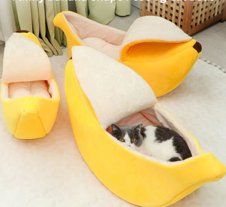 Banana - Shaped Pet Nest For Dogs And Cats - Comfortable Winter Bed For Pets
