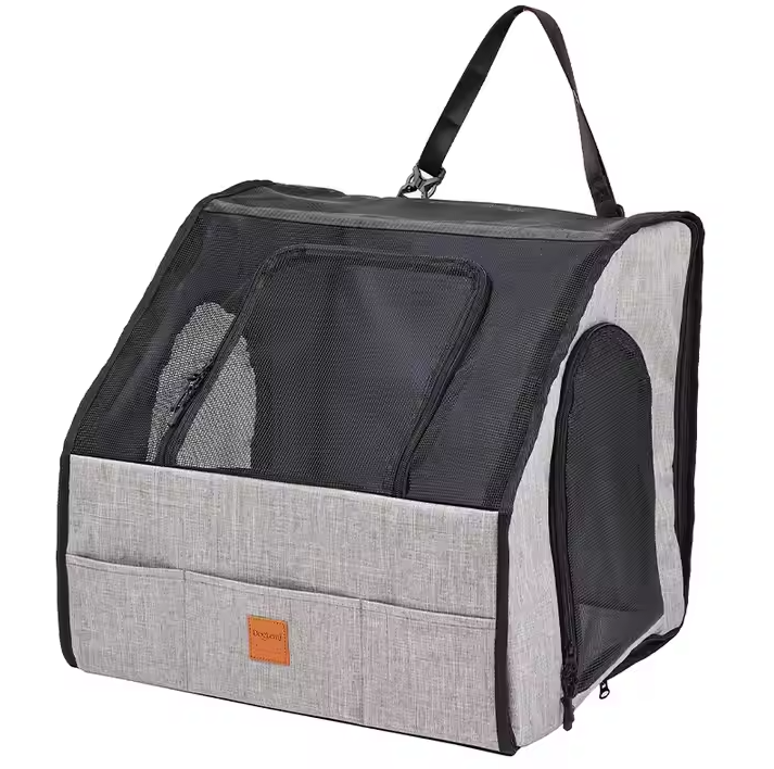 Safe Car Dog Seat - Foldable Transport Bag With Mesh Windows And Belt System