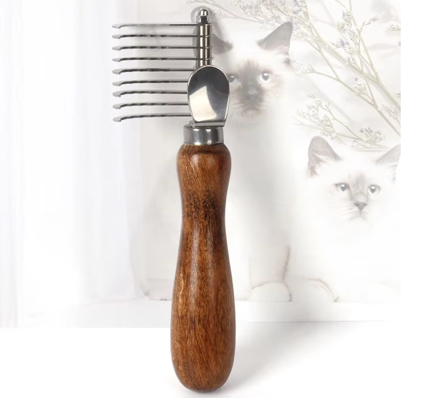 Comb For Grooming - Stainless Steel Teeth With Wooden Handle For Detangling