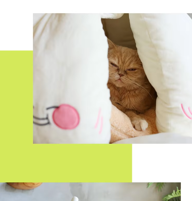 Cosy Cat Cave - Soft Garlic Design Bed For Cats Small Dogs