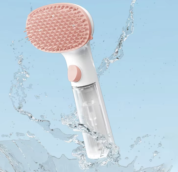 Dry Foam Brush for Pets with Integrated Cleaning Dispenser