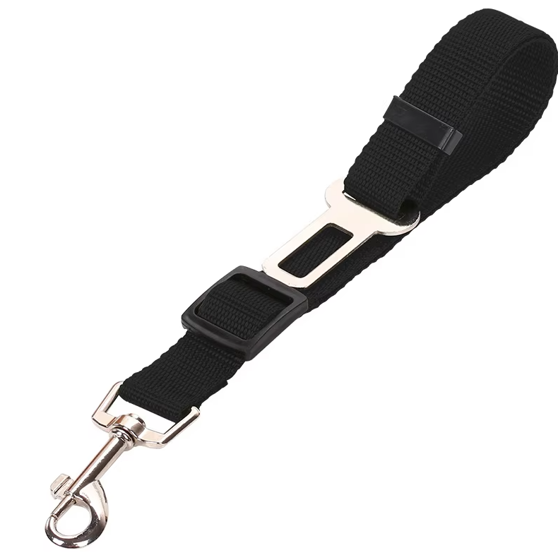 Safety Belt For Dogs In The Car - Adjustable Dog Lead With Carabiner In Black