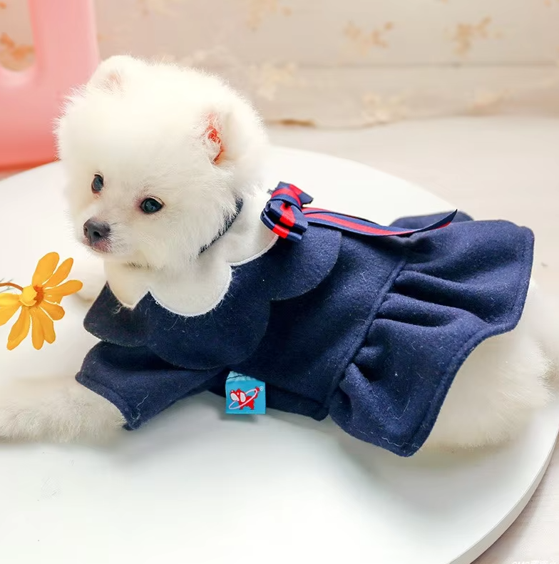 Dog Coat In Red With Elegant Collar Look - Soft And Comfortable For Small Dogs