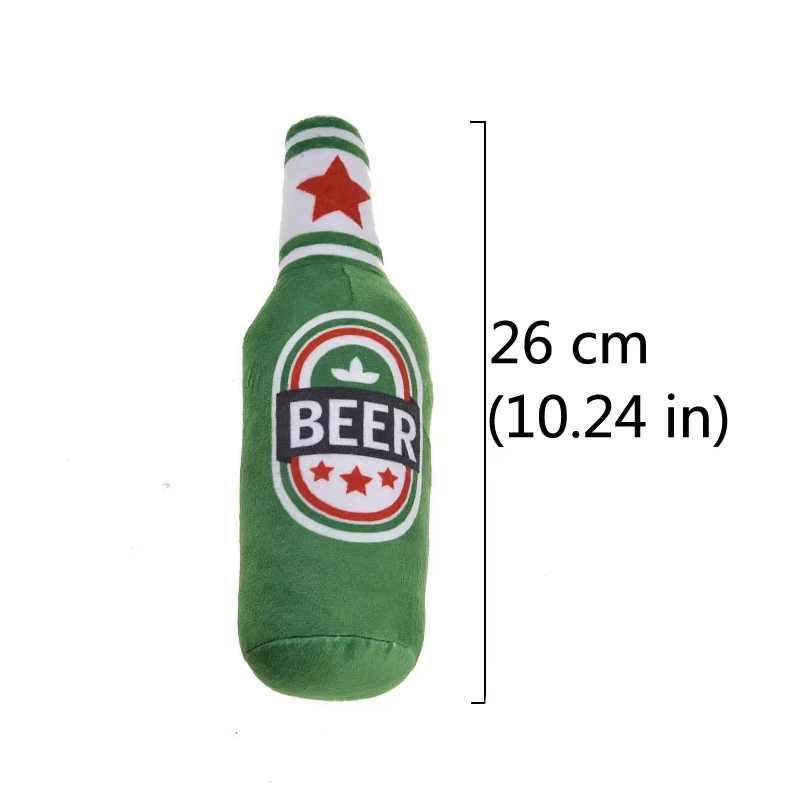 Plush Bottle Dog Toy - Fun Teething Toy In Drink Design