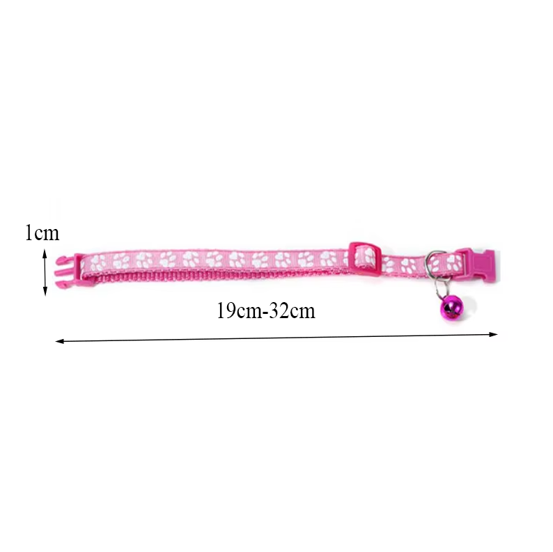 Safe Cat Collar With Bell - Adjustable Collar With Paw Pattern Quick Release
