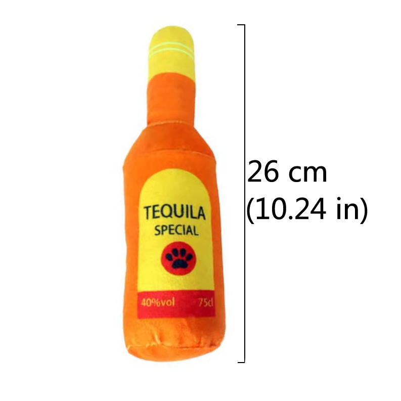 Plush Bottle Dog Toy - Fun Teething Toy In Drink Design