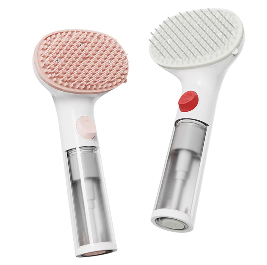 Dry Foam Brush for Pets with Integrated Cleaning Dispenser