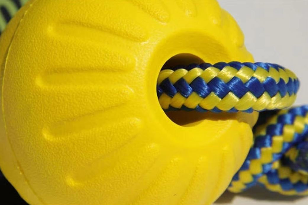 Robust Dog Toy - Retrieving and Tugging Ball with Rope