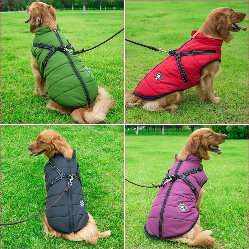 Wind and Waterproof Dog Jacket with Integrated Harness
