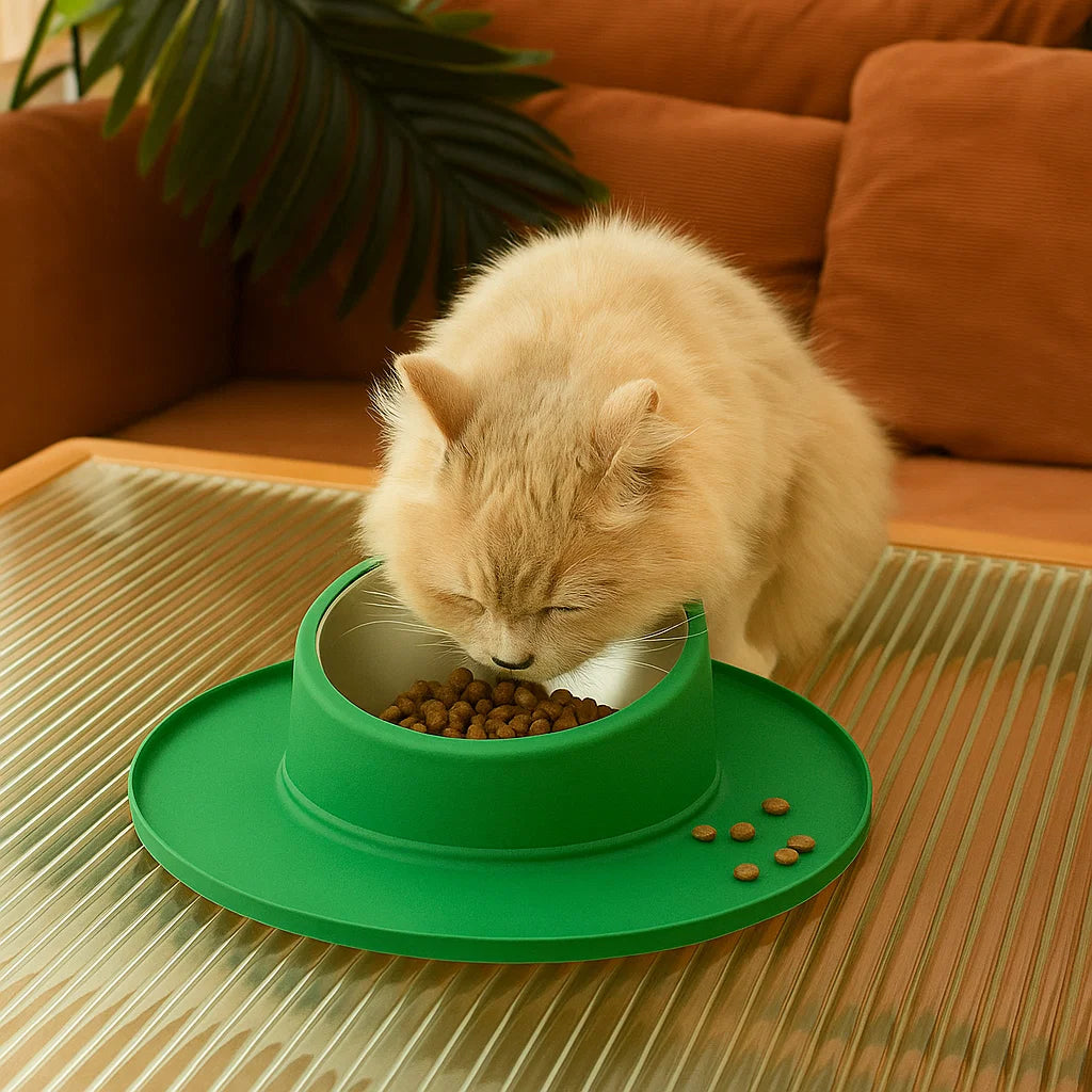 Non-slip and leak-proof stainless steel food bowl for cats