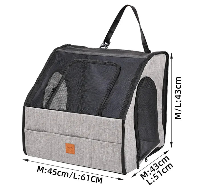 Safe Car Dog Seat - Foldable Transport Bag With Mesh Windows And Belt System