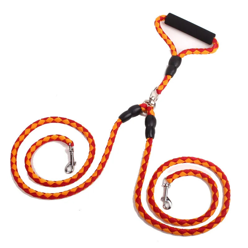 Dog Lead Made Of Nylon - Robust Double Lead For Dogs In A Set With Handle