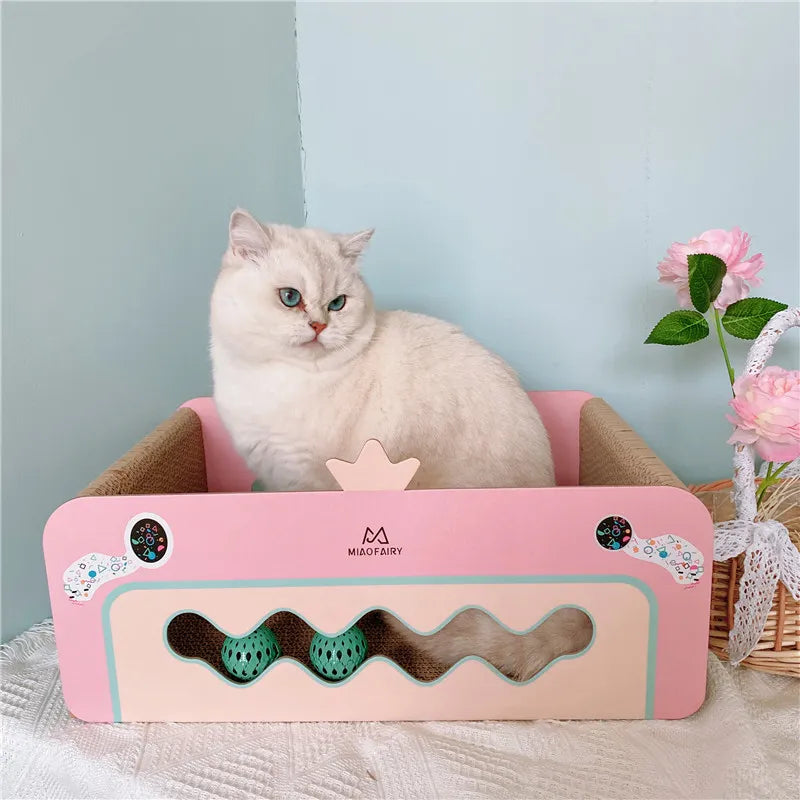 Cat Scratching Furniture With Toys Scratching Board For Cats Scratching Box In Pink