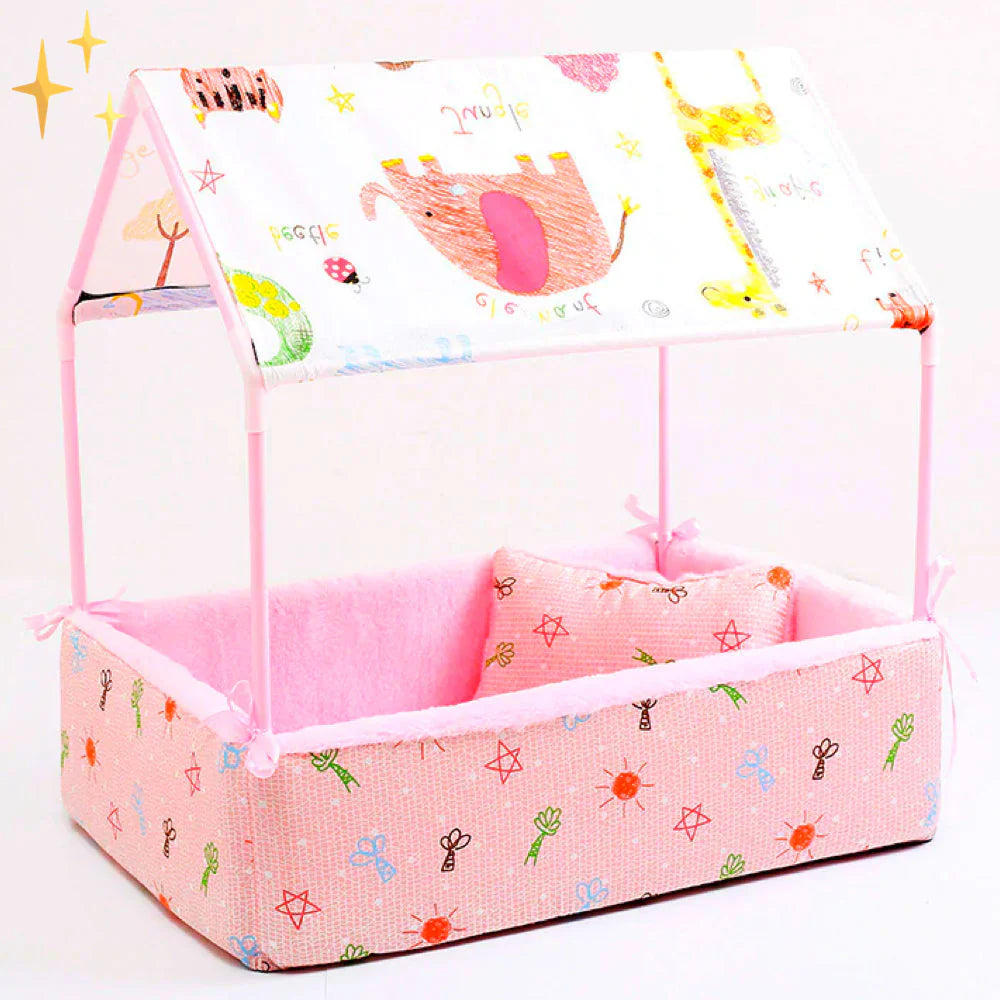 Fleece Sleeping Mat with Roof and Cuddly Pillow