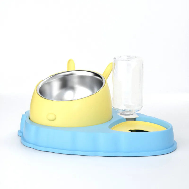 Pet Feeding Station With Water Dispenser - Cute Feeding Bowl For Dogs And Cats