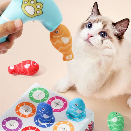 Interactive Cat Toy - Colourful Fish Toys in a Set for Chewing and Playing