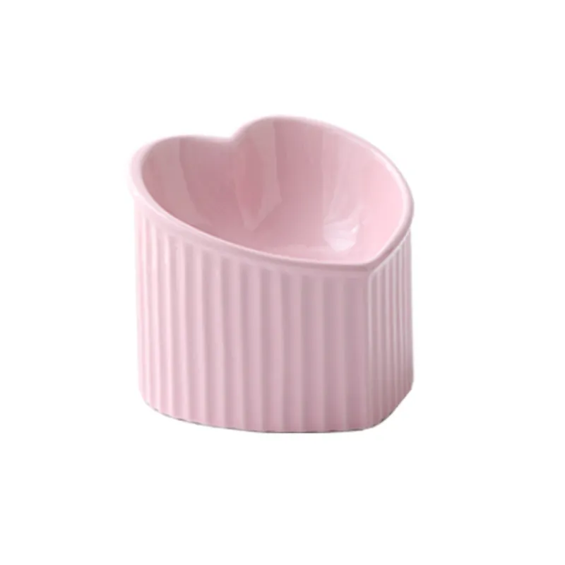 Heart-shaped Ceramic Food Bowl For Dogs And Cats With Non-slip Base