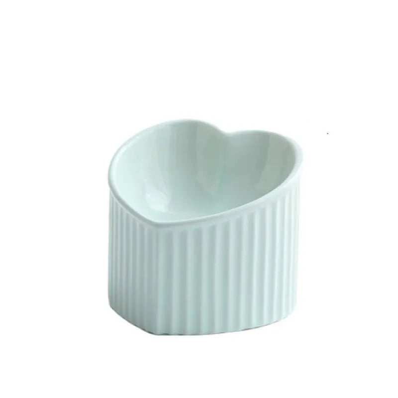 Heart-shaped Ceramic Food Bowl For Dogs And Cats With Non-slip Base