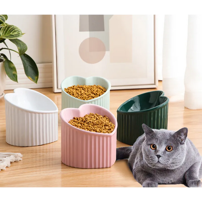Heart-shaped Ceramic Food Bowl For Dogs And Cats With Non-slip Base