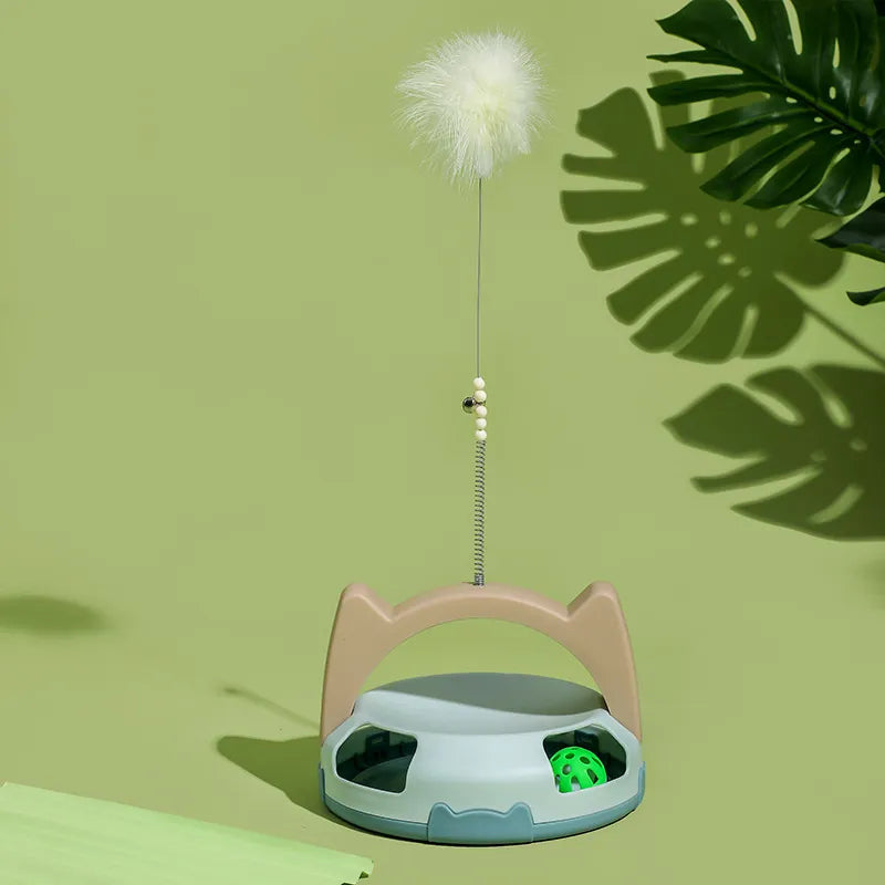 Interactive Cat Toy with Feather and Rolling Ball for Active House Pets